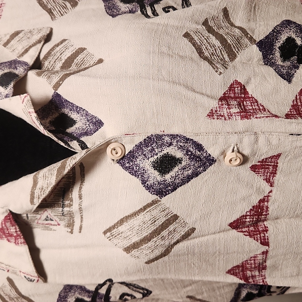 NYCC - vintage short sleeve geometric blouse/tank 1X - Picture 8 of 14